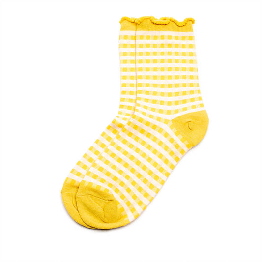 SOCKS Checkers | Lemon Yellow Cotton Blend | Tracey Neuls