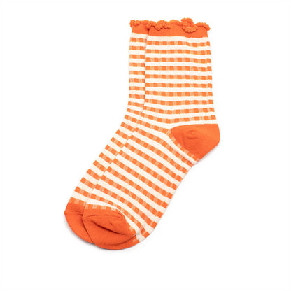 SOCKS Checkers | Orange Cotton Blend | Tracey Neuls