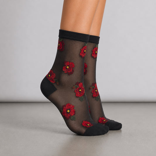 SOCKS Poppy | Black Sheer