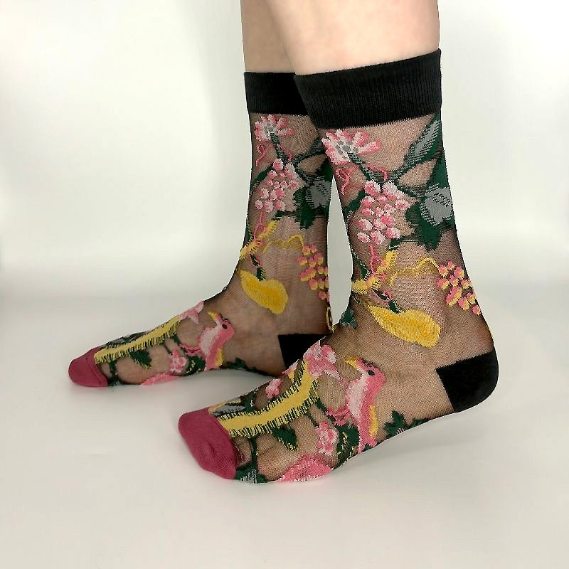 SOCKS Flower Field | Burgundy Sheer | Tracey Neuls