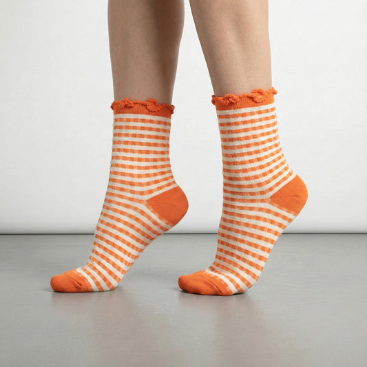 SOCKS Checkers | Orange Cotton Blend | Tracey Neuls