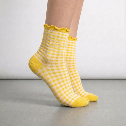 SOCKS Checkers | Lemon Yellow Cotton Blend | Tracey Neuls