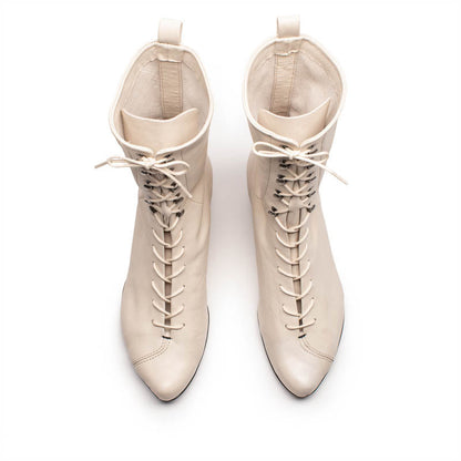 SS25_33 TANYA Off-White | Leather Boots | Tracey Neuls