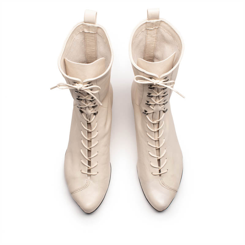 TANYA Off-White | White Leather High Boots | Tracey Neuls
