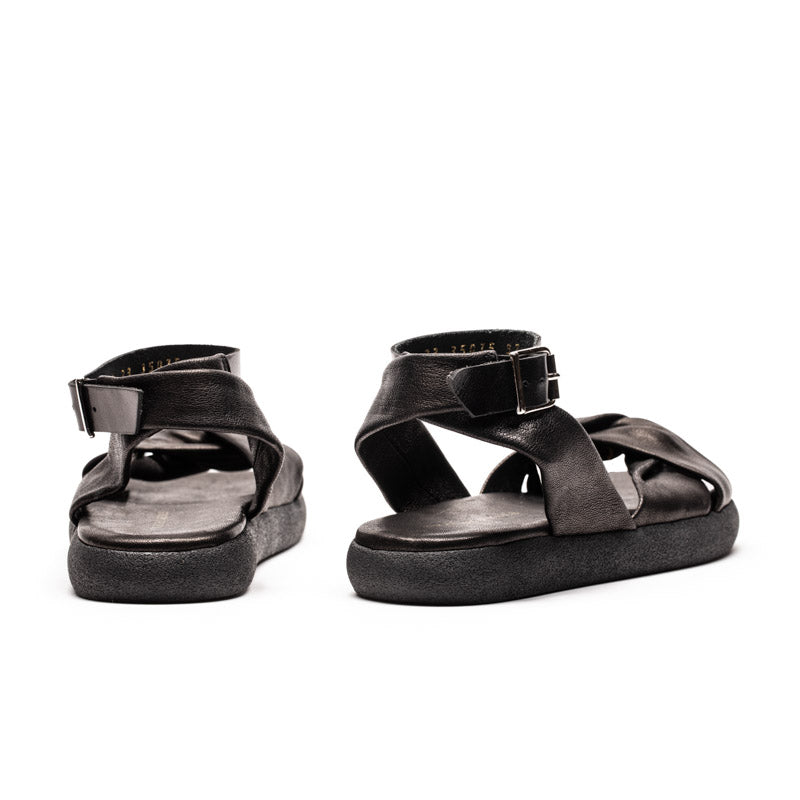 WRAP Smoke | Black Leather Sandals | Tracey Neuls