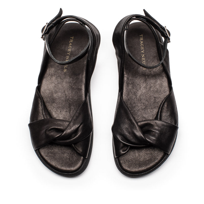 WRAP Smoke | Black Leather Sandals | Tracey Neuls