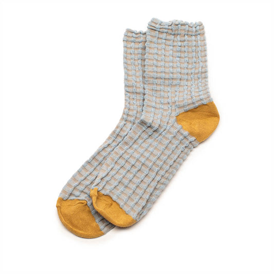 SOCKS Checkers | Sky Cotton Blend | Tracey Neuls