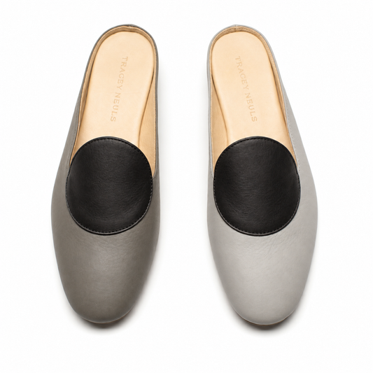 CUDDY DOT Greyscale |  Leather Slip On Mule