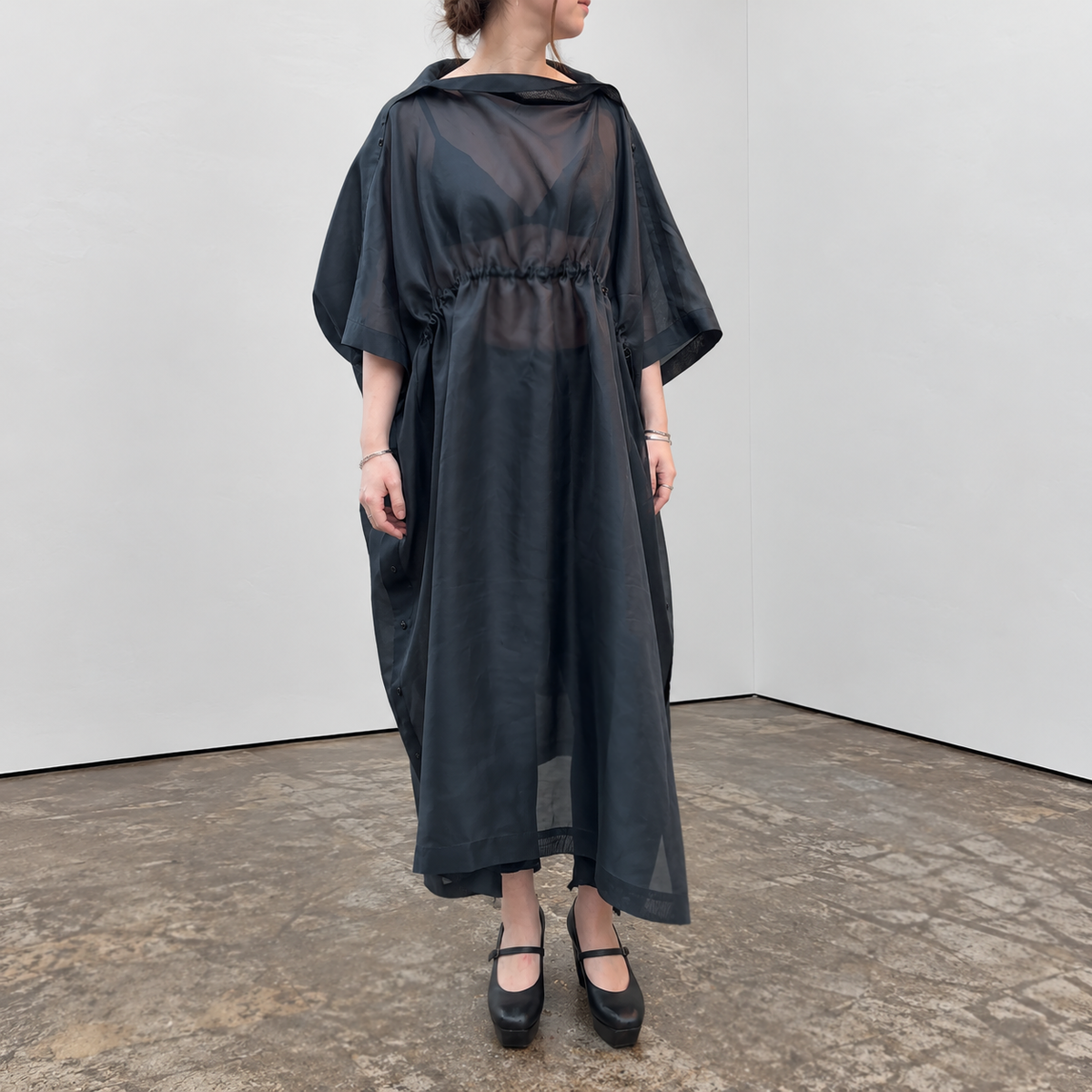 GLORIA Dress | 100% Silk Voile Petrol