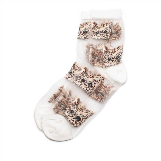 SOCKS Kitty White | Cotton Sheer | Tracey Neuls