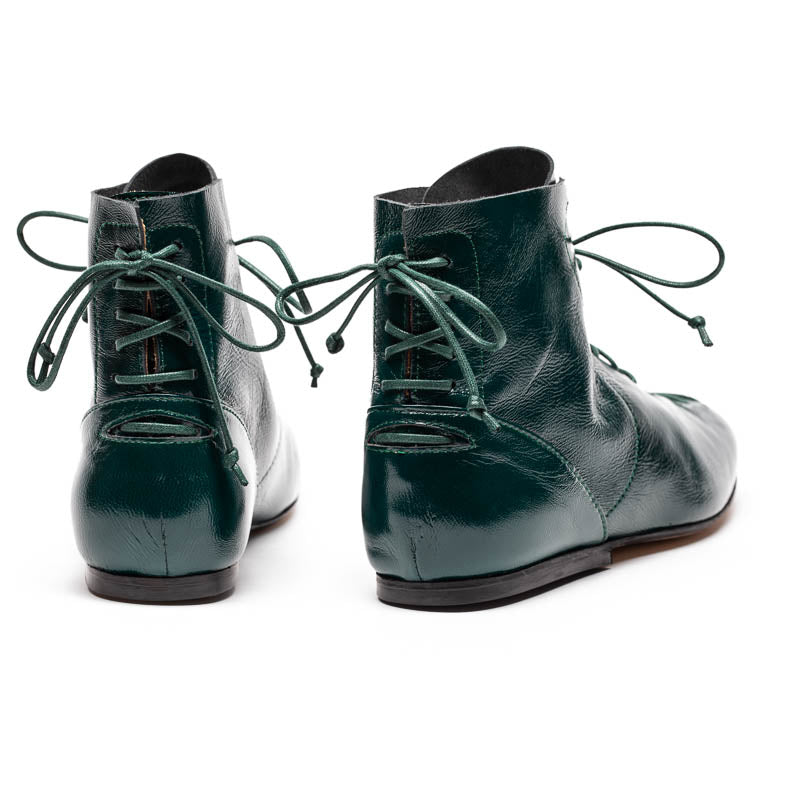 MAGRITTE Forest | Dark Green Lace-Up Leather Boots | Tracey Neuls