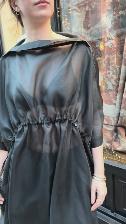 GLORIA Dress | 100% Silk Voile Petrol