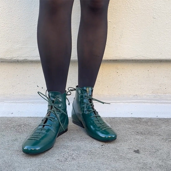 MAGRITTE Forest | Dark Green Lace-Up Leather Boots | Tracey Neuls