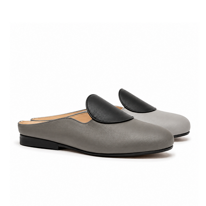 CUDDY DOT Greyscale |  Leather Slip On Mule
