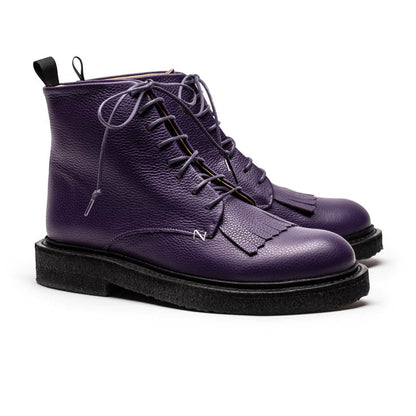 AW23 ROPER Grape | Deep Purple Leather Lace Up Boots