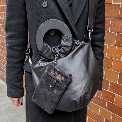 LOOPY BIG SISTER Smoke | Black Reversible Leather Handbag | Tracey Neuls