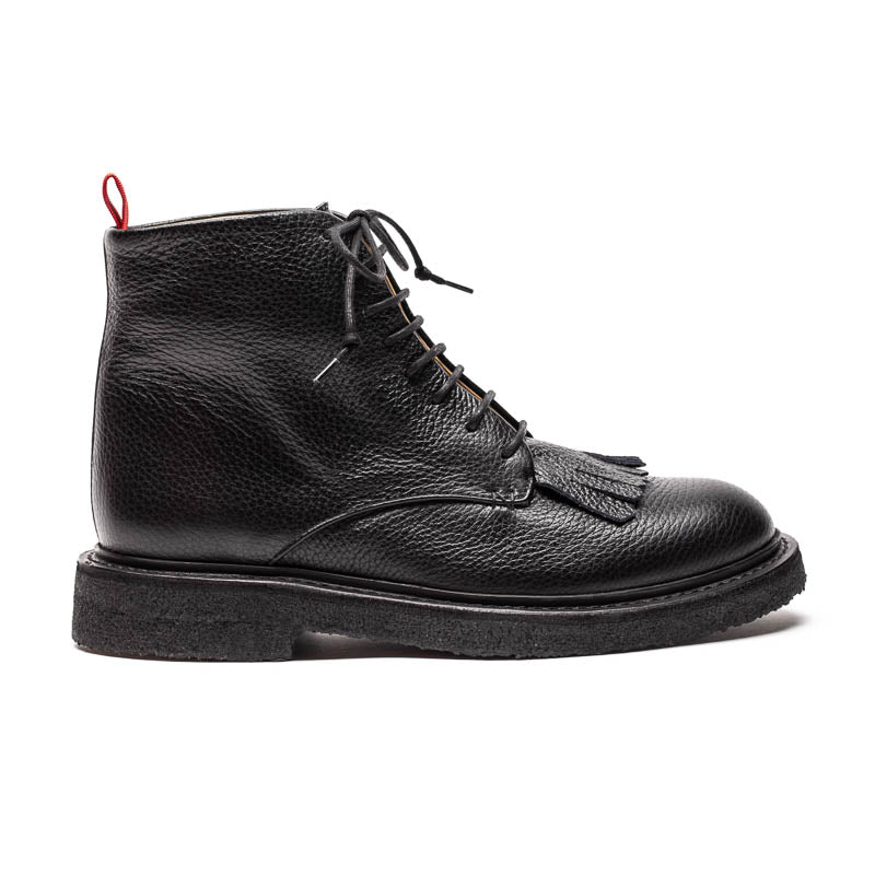 AW23 ROPER Smoke | Black Leather Lace Up Boots