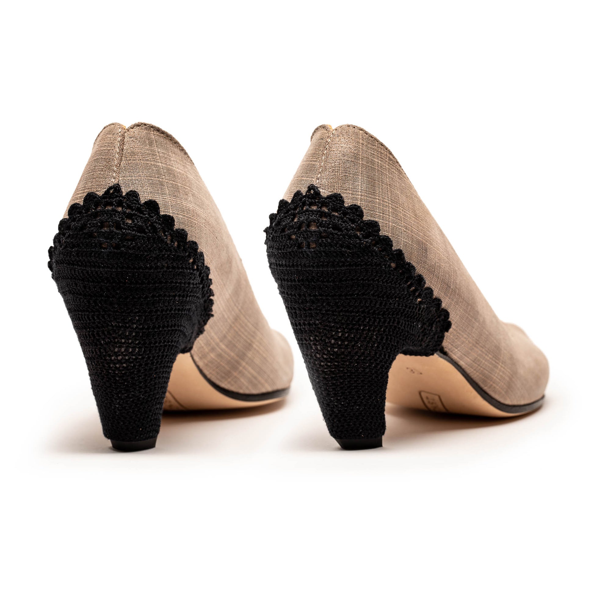 CROCHET Grid |  Beige Leather Heels | Tracey Neuls