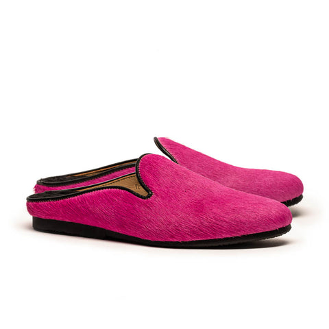 CUDDY Hot Pink | Shearling Lined, Hair On Leather Mules