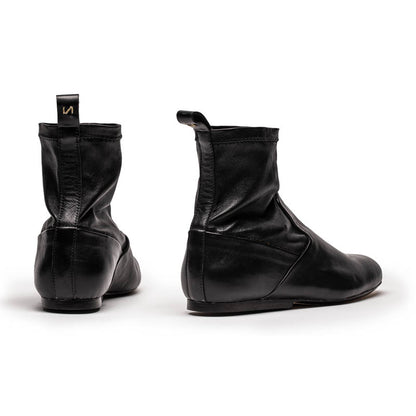 AW23 IRENE Smoke | Black Stretch Leather Boots