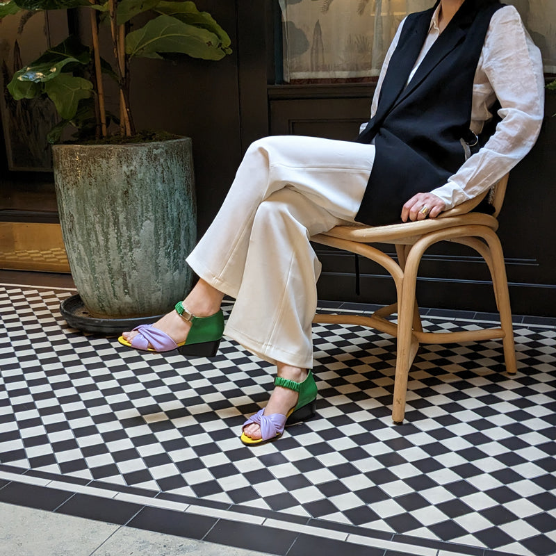 JACKIE Rosemary | Lilac n Green Leather Sandals | Tracey Neuls