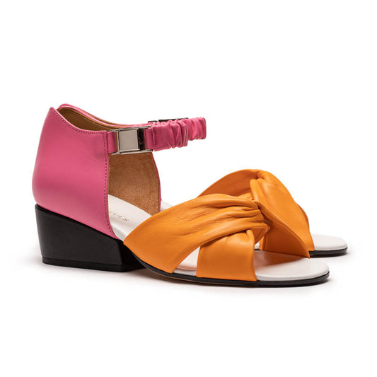 JACKIE Echinacea | Tangerine & Pink Leather Sandals | Tracey Neuls