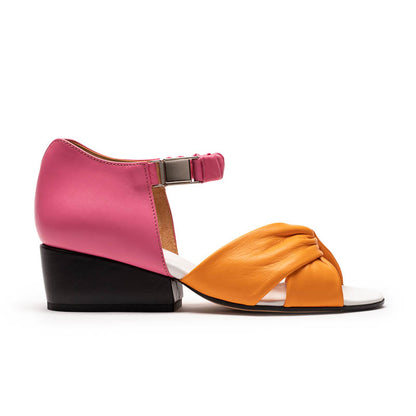 JACKIE Echinacea | Tangerine & Pink Leather Sandals | Tracey Neuls