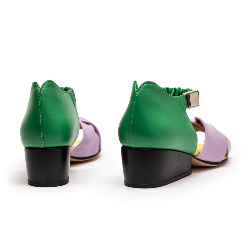 JACKIE Rosemary | Lilac n Green Leather Sandals | Tracey Neuls