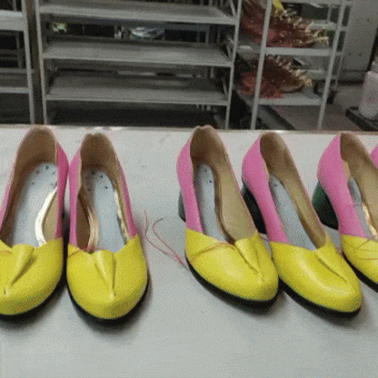 JULI Bouquet Pink n Yellow Leather Mid heels Tracey Neuls