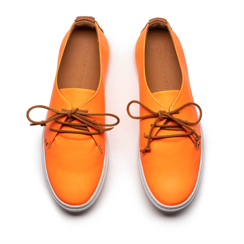 KARL Washed Orange | Mens Orange Leather Sneakers | Tracey Neuls