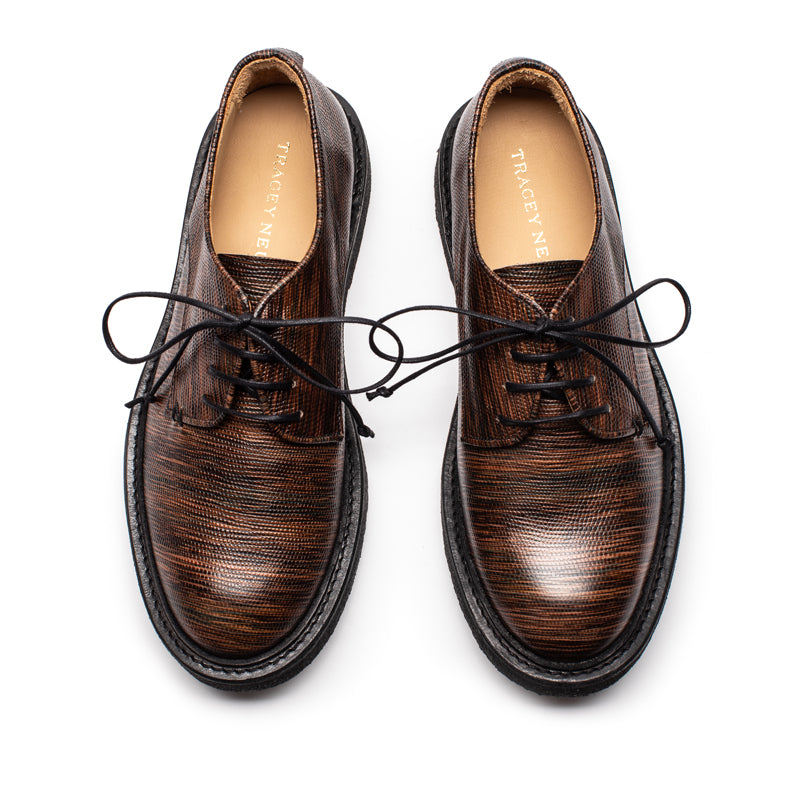 PABLO Kelp | Textured Leather Crepe Sole Derby | Tracey Neuls