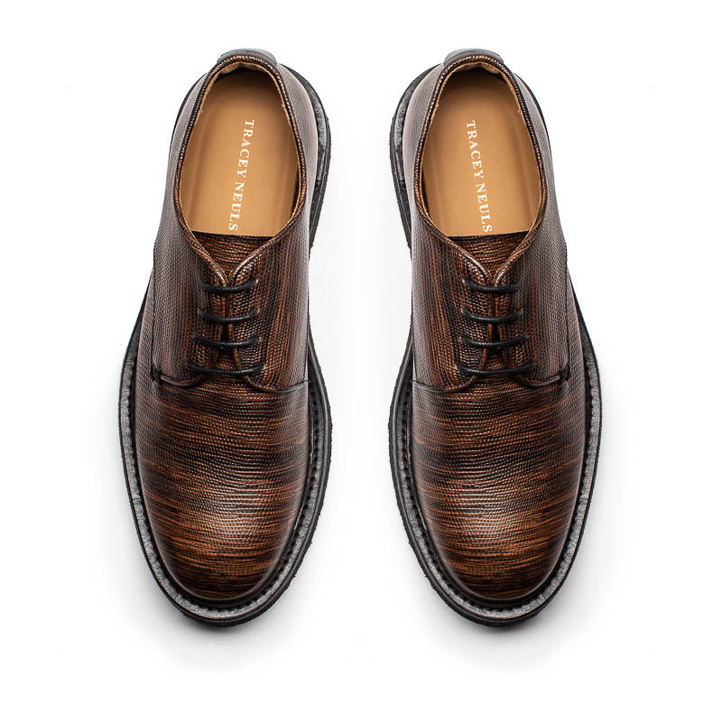 PABLO Kelp | Textured Leather Crepe Sole Derby | Tracey Neuls