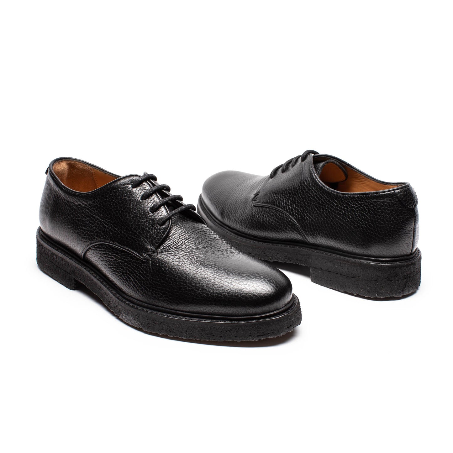 Womens black grained leather derby shoe perfect for walking and everyday use by designer Tracey Neuls