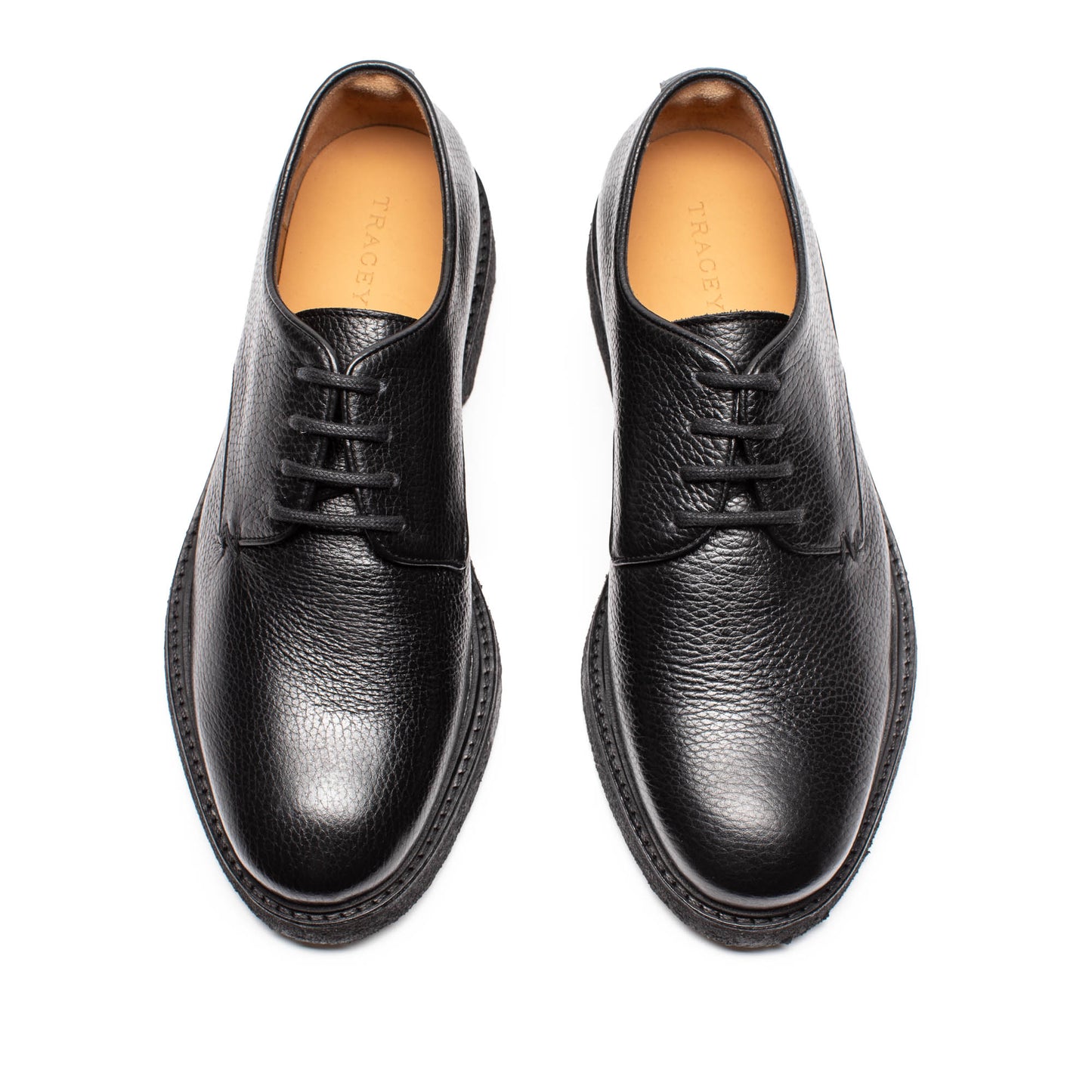 PABLO Sage | Black Crepe Sole Derby | Tracey Neuls