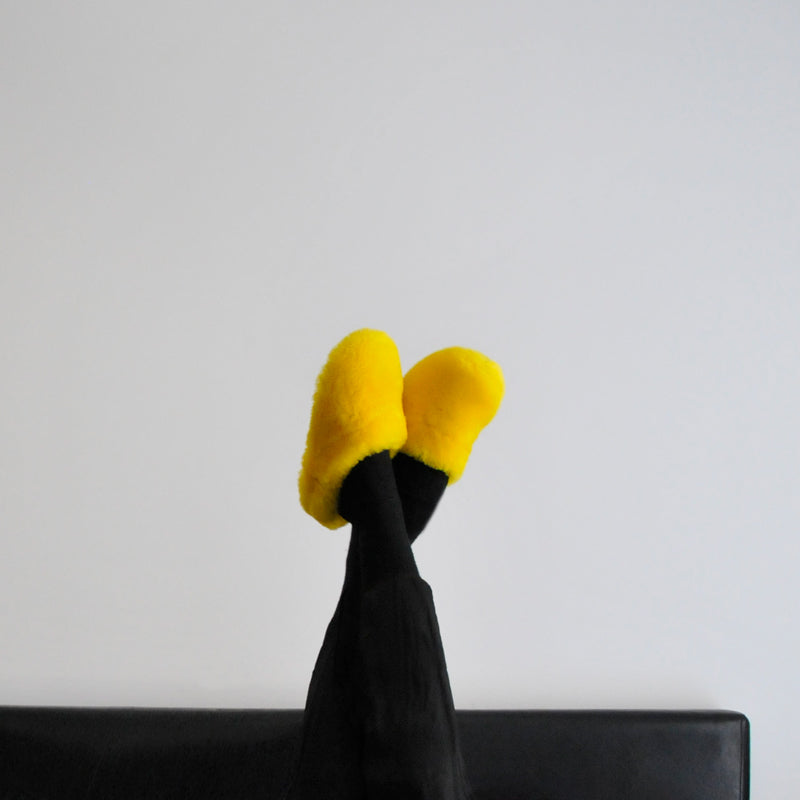 SLIPPERS Limoncello | Yellow Shearling Slippers | Tracey Neuls